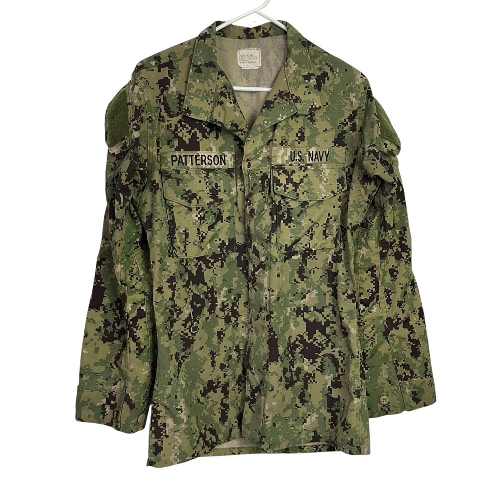 USN Working Uniform‎ Type 3 Blouse Shirt Mens Small X-Long Digital Camo Ripstop